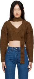 Meryll Rogge Brown Off-Shoulder Sweater