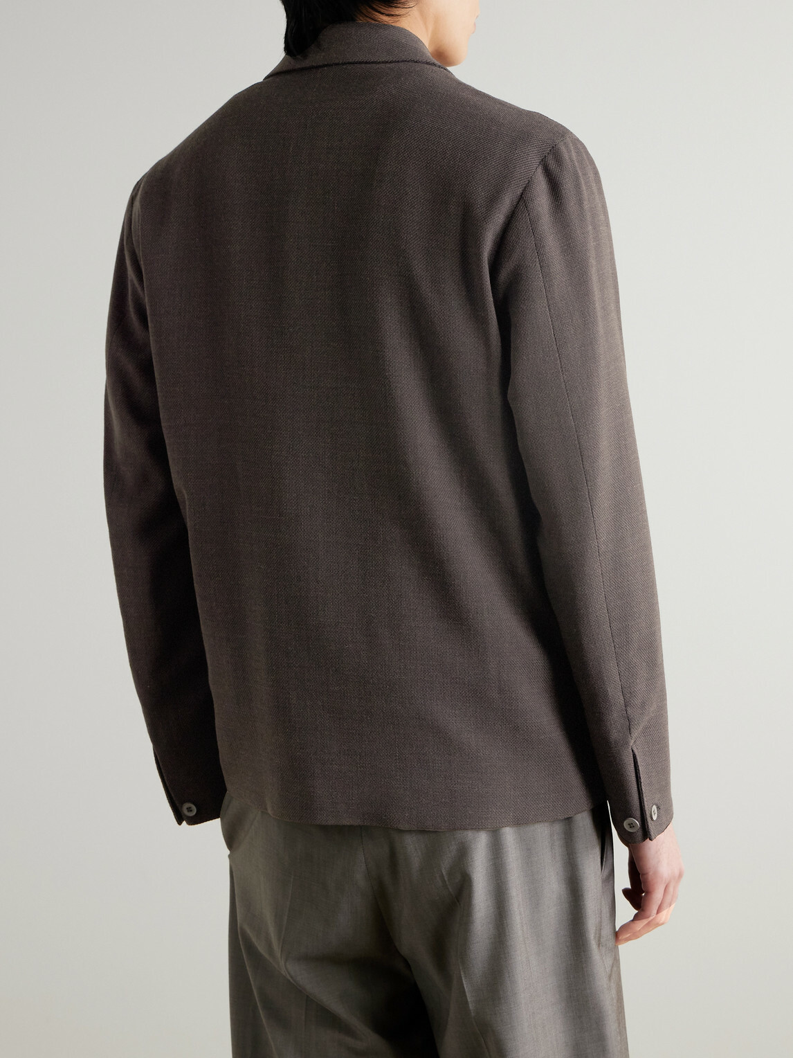 Sunspel - Textured Wool-Blend Harrington Jacket - Brown
