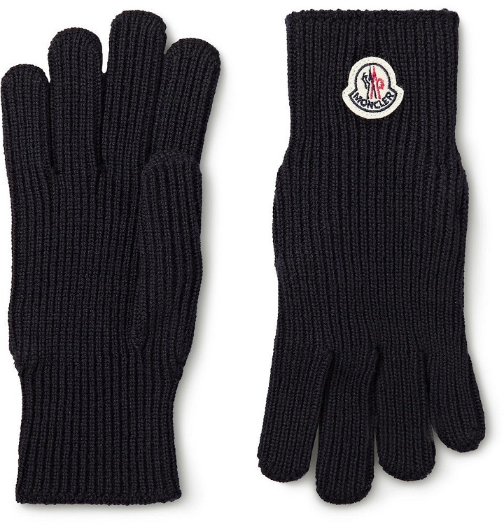 Photo: Moncler - Logo-Appliquéd Virgin Wool Gloves - Navy