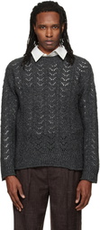 NULLUS Gray Eyelet Sweater