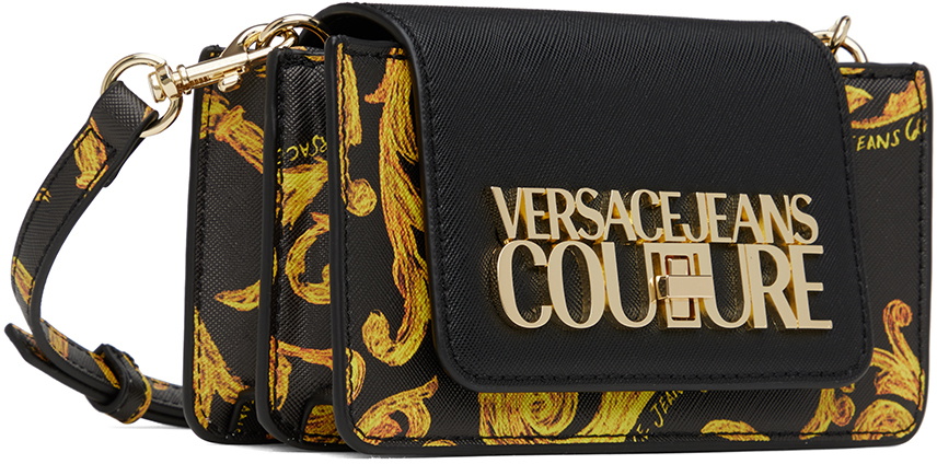 Repeat Small leather shoulder bag in brown - Versace