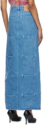Lourdes Blue Cotton Maxi Skirt