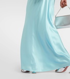 The Sei Mid-rise flared satin skirt