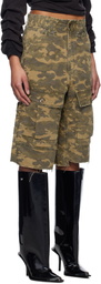 We11done Green Camo Vintage Shorts
