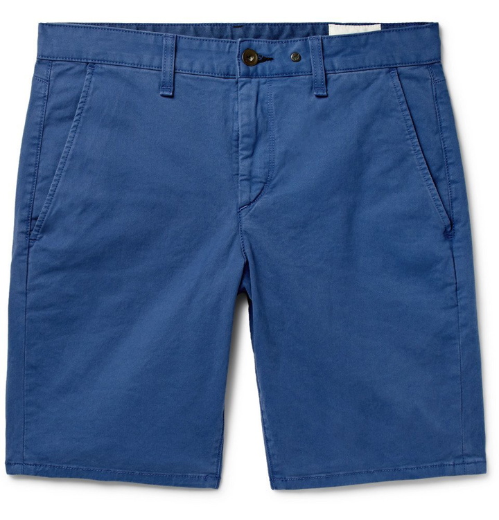 Photo: rag & bone - Classic Slim-Fit Cotton-Blend Twill Chino Shorts - Blue