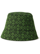 Loewe - Reversible Logo-Jacquard Cotton-Blend and Shell Bucket Hat - Green