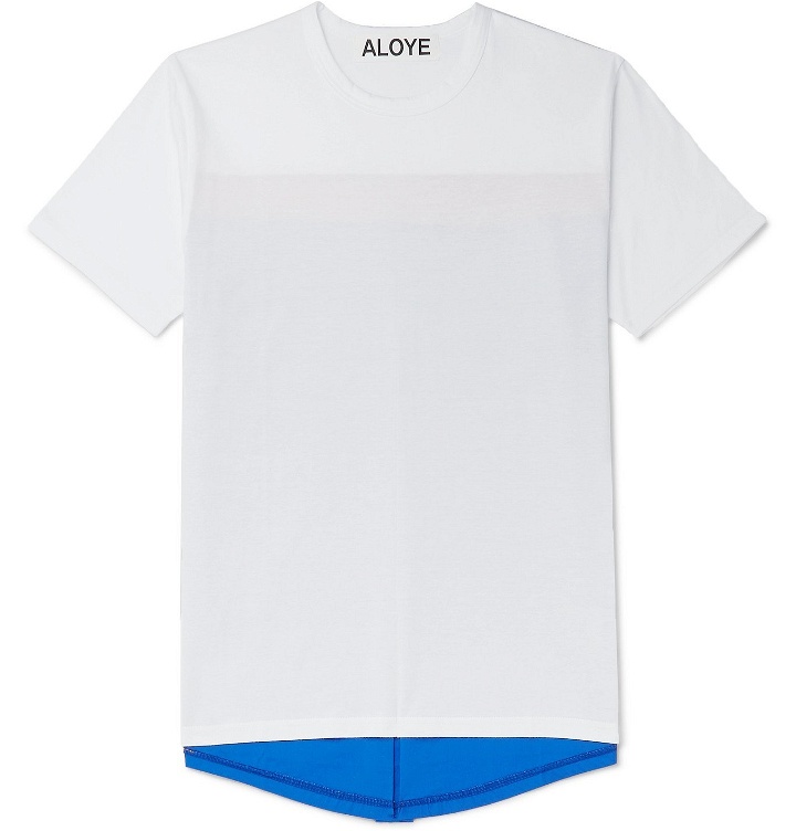 Photo: Aloye - Colour-Block Panelled Cotton-Jersey T-Shirt - White