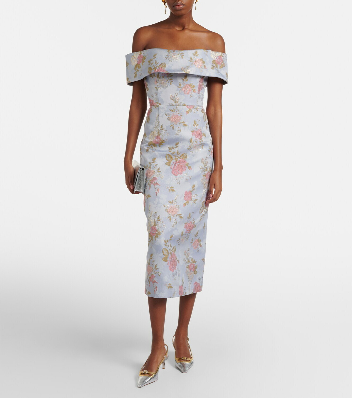 Markarian Gloria floral lamé brocade corset dress