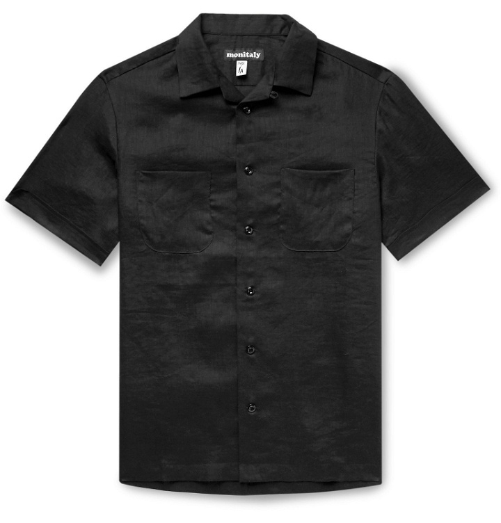 Photo: Monitaly - Camp-Collar Printed Cotton Shirt - Black