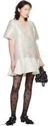 GANNI Off-White Satin Cloque Minidress