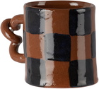 Harlie Brown Studio Brown & Black Checkered Wiggle Mug