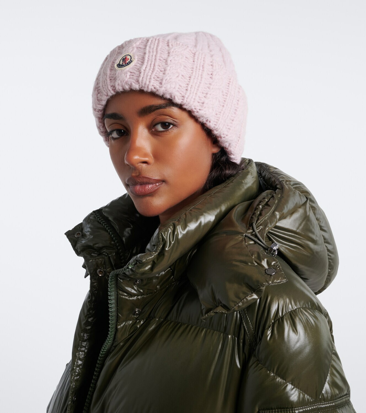 Moncler Cable-knit alpaca and wool-blend beanie