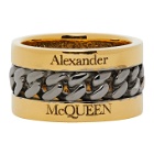 Alexander McQueen Gold and Gunmetal Inserted Chain Ring
