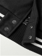 Moncler Genius - Billionare Boys Club Leather-Trimmed Logo-Appliquéd Embroidered Wool-Blend Hooded Bomber Jacket - Black