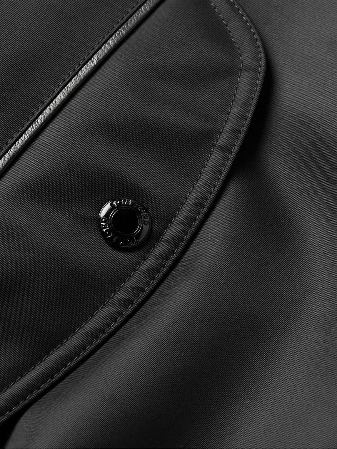 TOM FORD - Leather-Trimmed Shell Bomber Jacket - Black