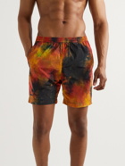 True Tribe - Neat Steve Mid-Length Tie-Dyed ECONYL Swim Shorts - Orange