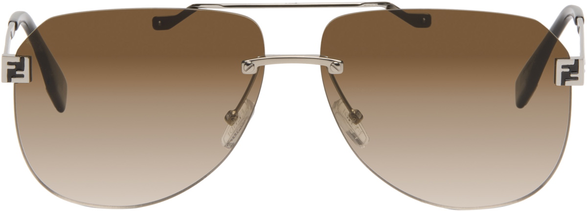 Fendi Silver 'Fendi' Sky Sunglasses