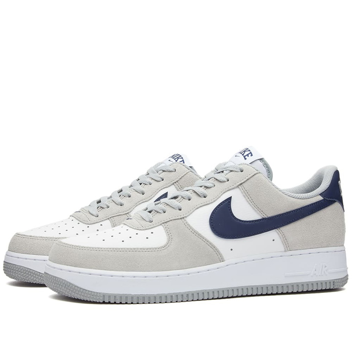 Photo: Nike Men's Air Force 1 '07 Sneakers in Light Smoke Grey/Midnight Navy