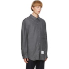 Thom Browne Grey Flannel 4-Bar Snap Front Shirt Jacket