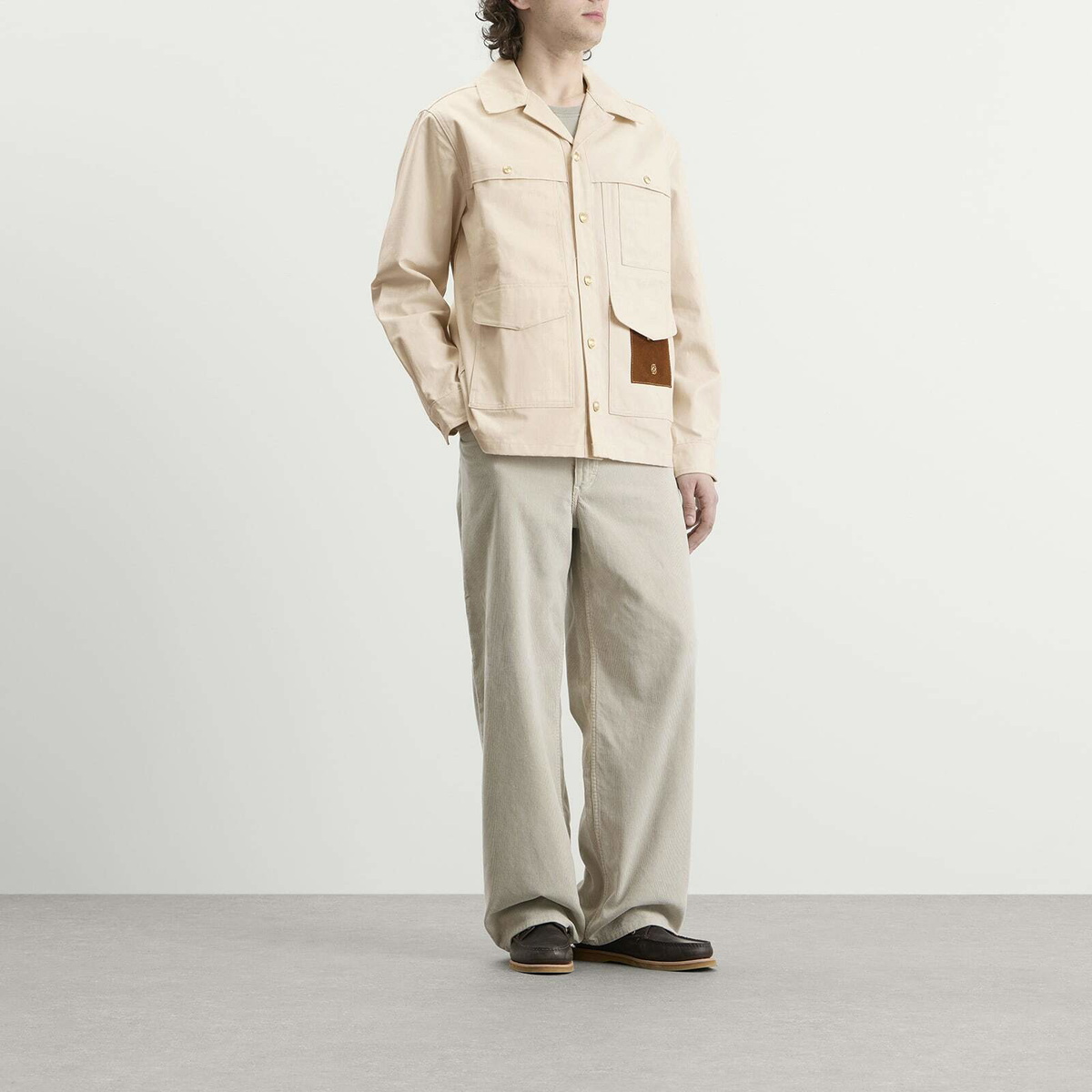 Drôle de Monsieur Men's Cotton Shirt Jacket in Off White