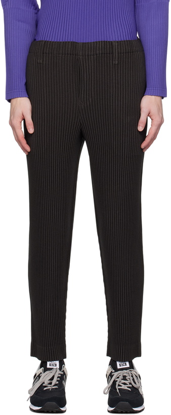 Photo: HOMME PLISSÉ ISSEY MIYAKE Brown Kersey Pleats Trousers