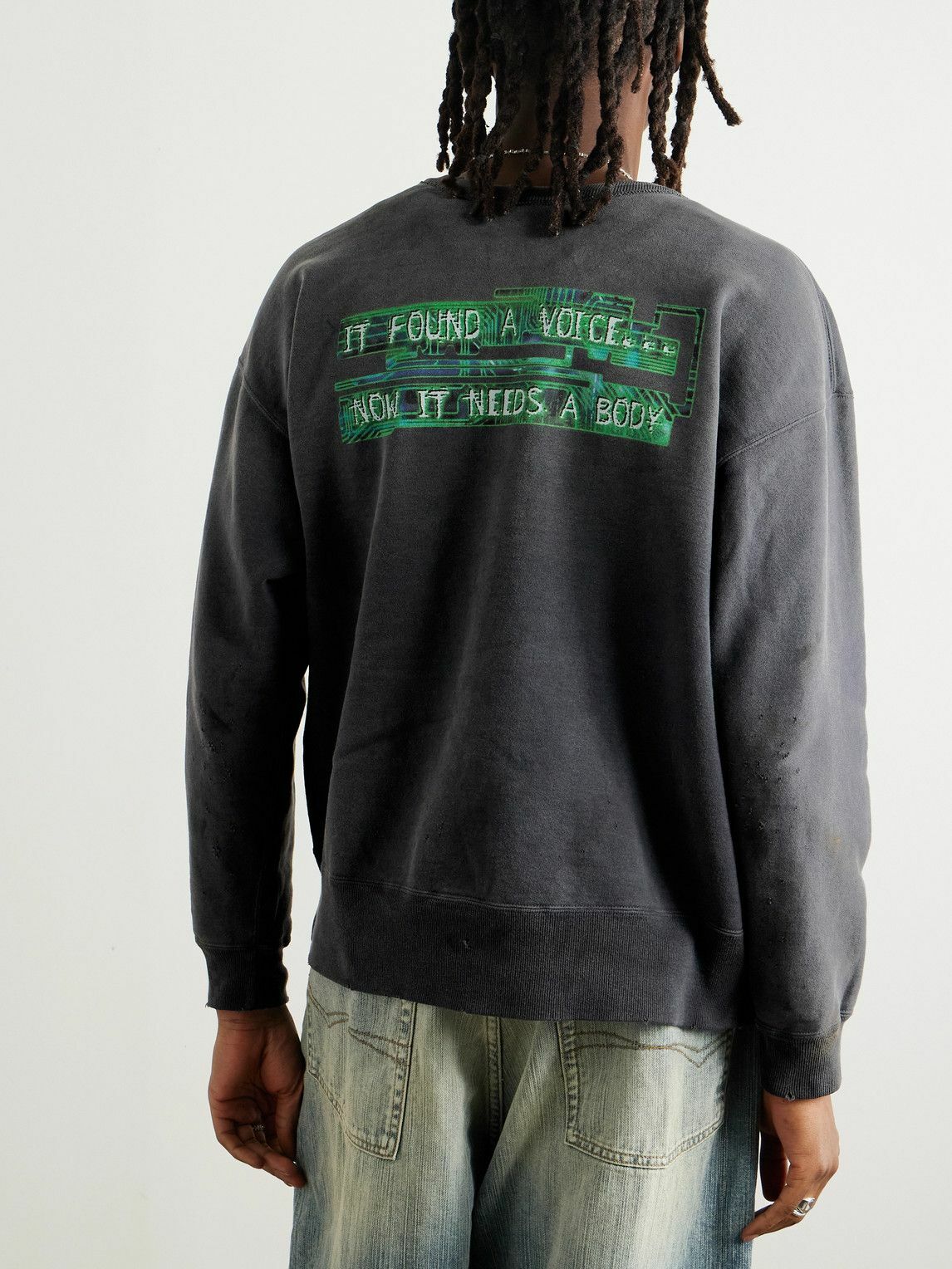 SAINT MXXXXXX - Ghost in the Shell Printed Cotton-Jersey Sweatshirt - Black
