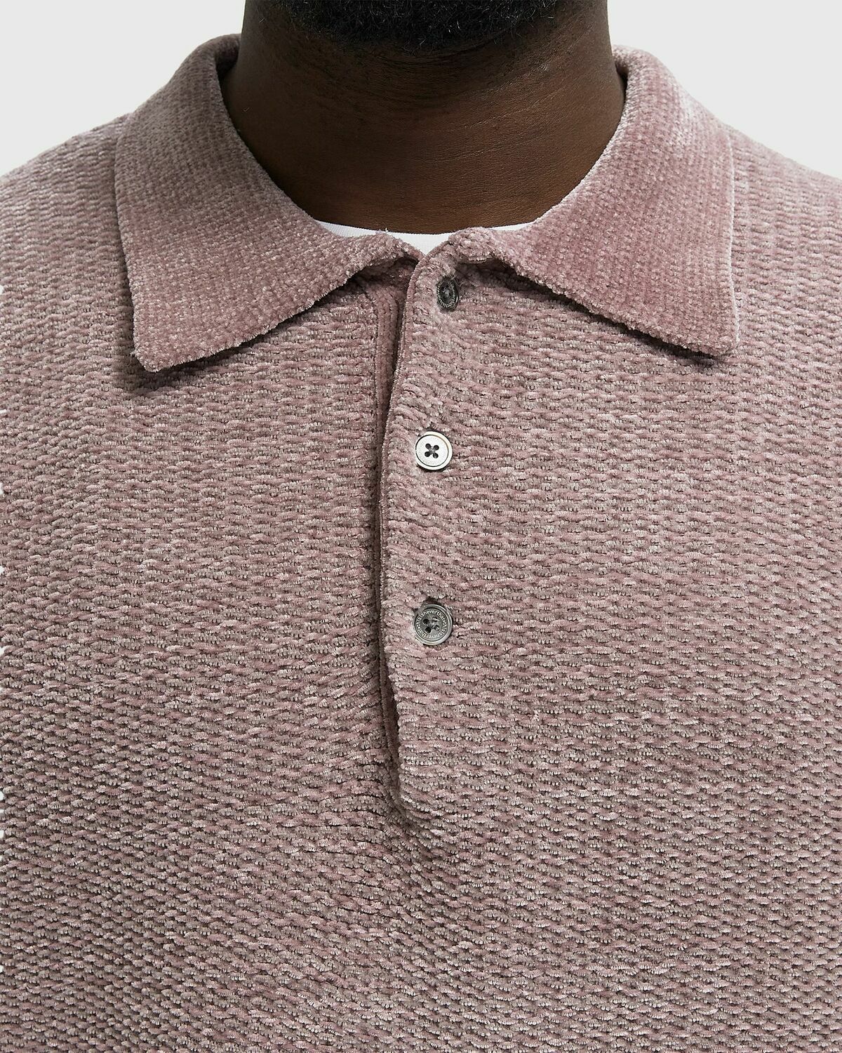 Thisisneverthat Velvet Knit Polo pink Men