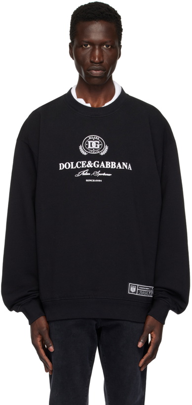 Photo: Dolce&Gabbana Black 'Dolce&Gabbana' Logo Print Sweatshirt