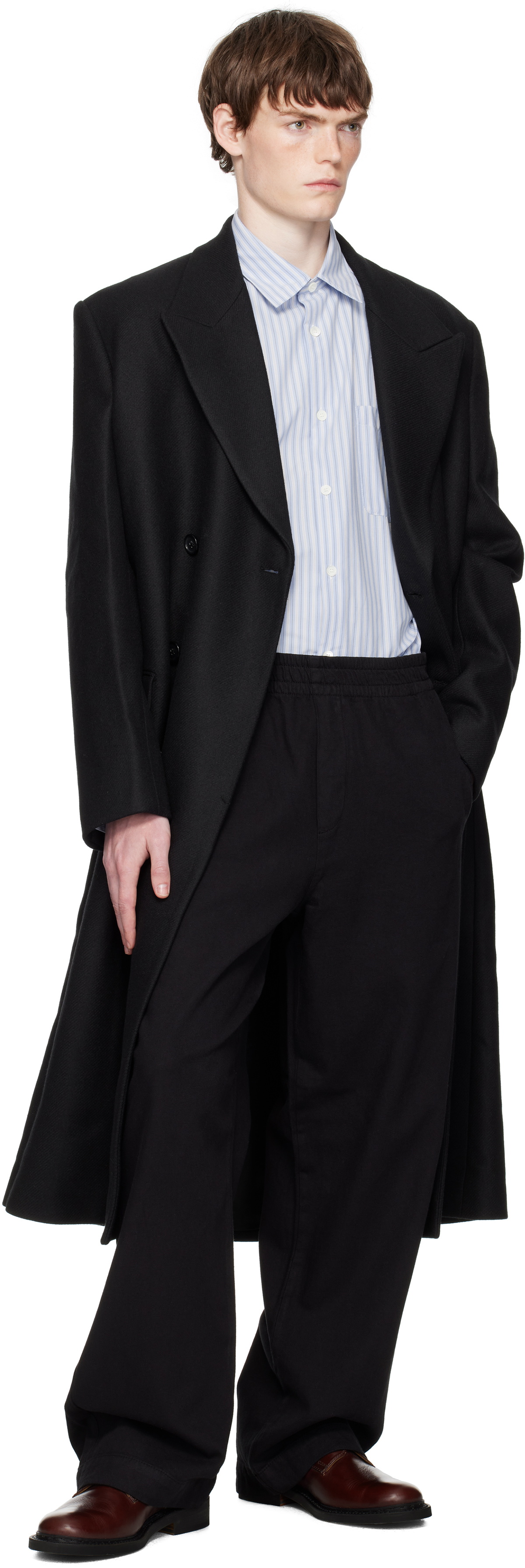 HOPE Black Elasticated Wide Leg Trousers