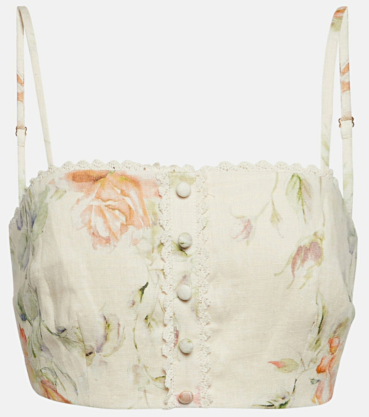 LoveShackFancy Emmalou linen bra top