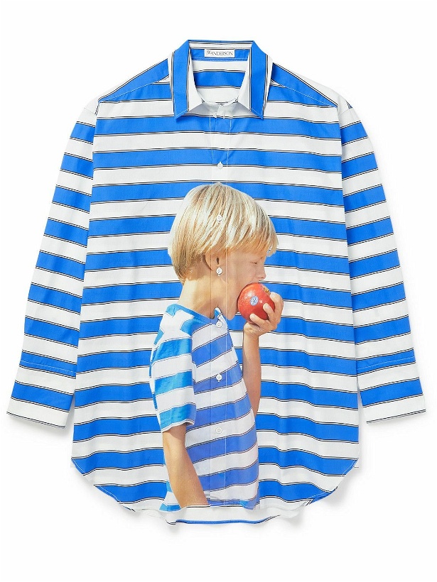 Photo: JW Anderson - Boy With Apple Striped Printed Cotton-Poplin Shirt - Blue