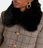 Self-Portrait Checked faux fur-trimmed jacket