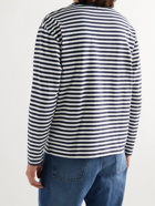 MAISON KITSUNÉ - Logo-Appliquéd Striped Cotton-Jersey T-Shirt - Blue - S