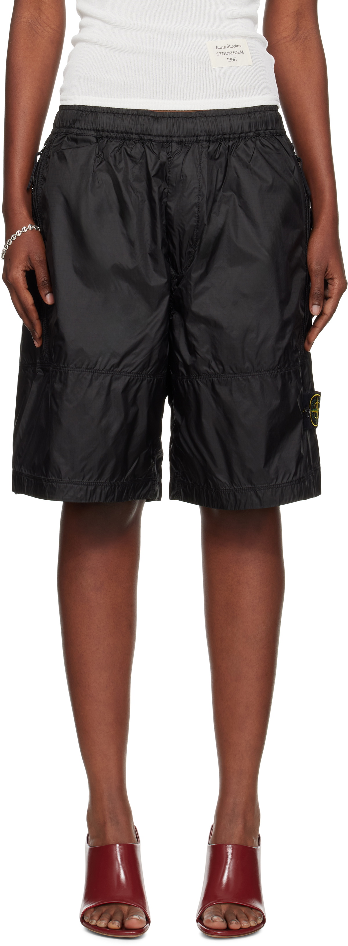 Stone Island Black L100004 Ripstop Light HT Nylon Shorts