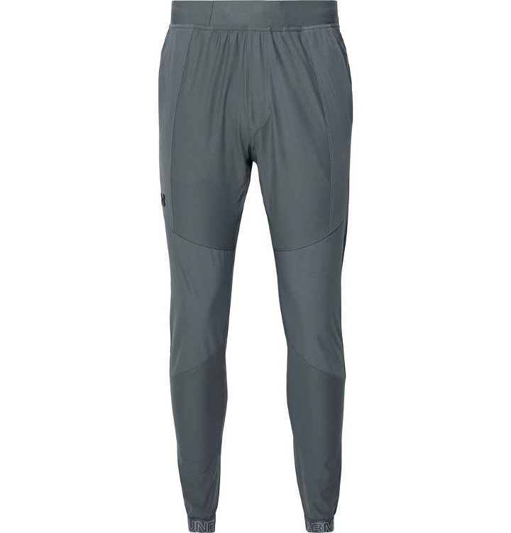 Photo: Under Armour - Vanish Hybrid Tapered Panelled Stretch-Jersey Sweatpants - Men - Gray