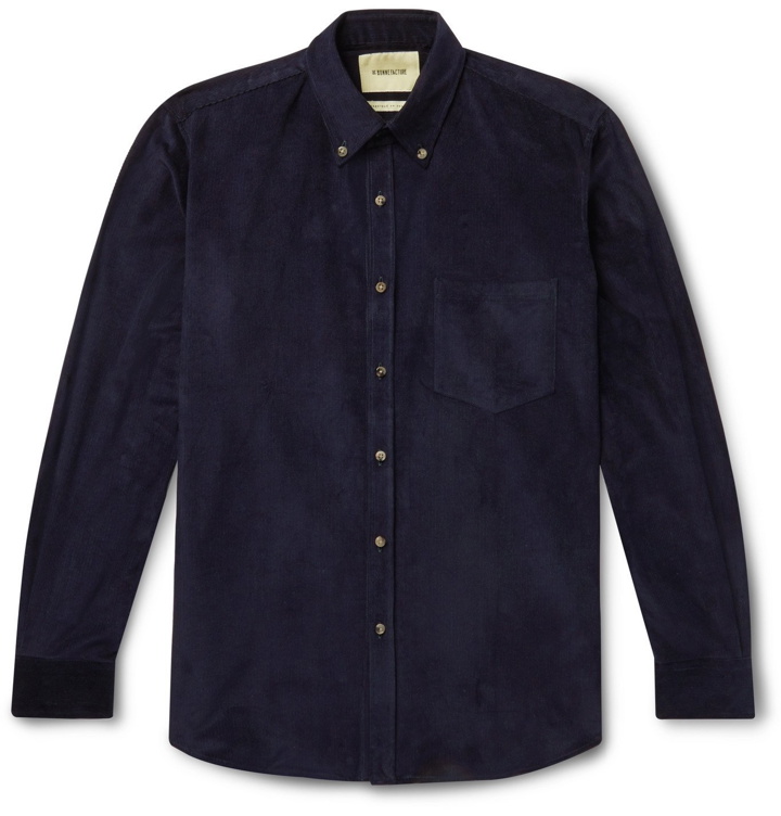 Photo: De Bonne Facture - Button-Down Collar Cotton-Corduroy Shirt - Blue