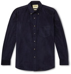 De Bonne Facture - Button-Down Collar Cotton-Corduroy Shirt - Blue