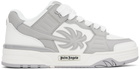 Palm Angels White & Gray Venice Leather Sneakers