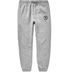 Burberry - Embroidered Mélange Fleece-Back Cotton-Blend Jersey Sweatpants - Men - Gray