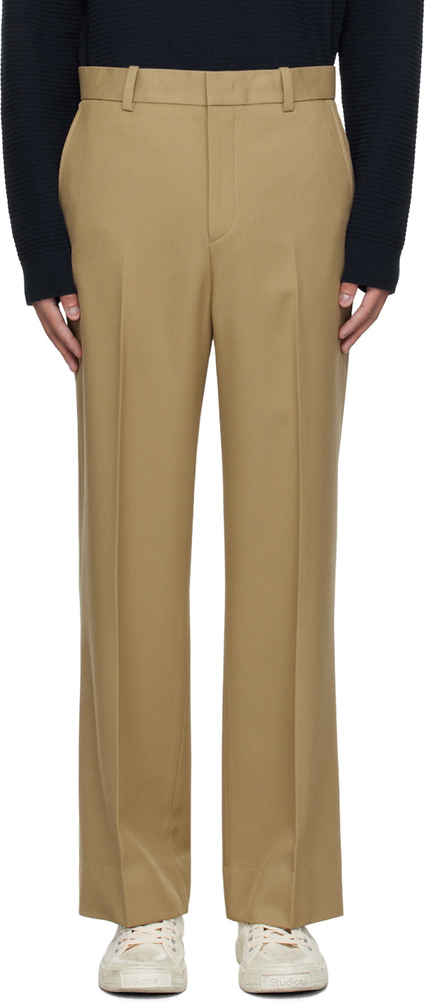 Solid Homme Beige Wide-Leg Trousers Solid Homme