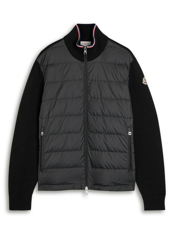 Photo: Moncler Quilted Shell and Knit Jacket Black