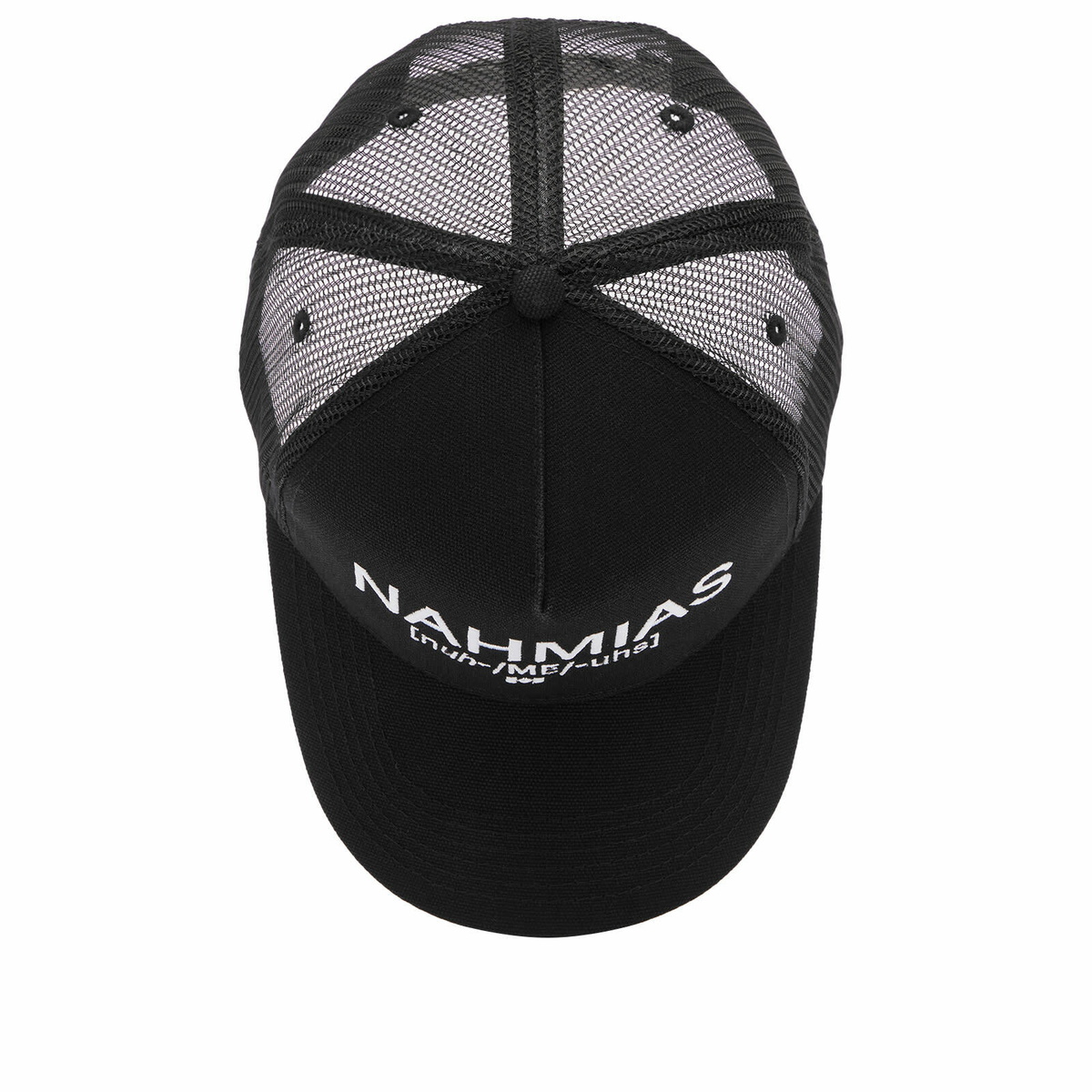 Nahmias Men's Pronunciation Trucker Hat in Black Canvas 