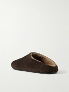 The Row - Hudson Shearling-Lined Suede Clogs - Brown