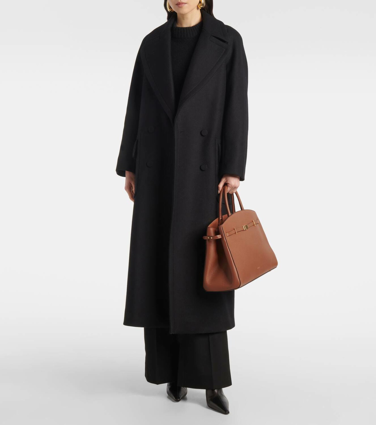 ★DeMellier★The Hudson Small Leather Tote The Hudson | Black Small Grain | DeMellier
