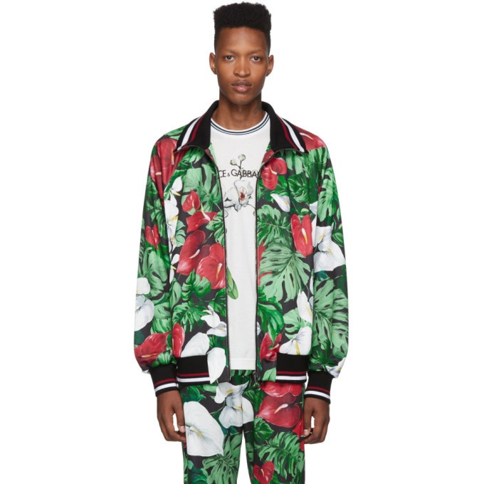 Photo: Dolce and Gabbana Multicolor Anthurium Print Track Jacket