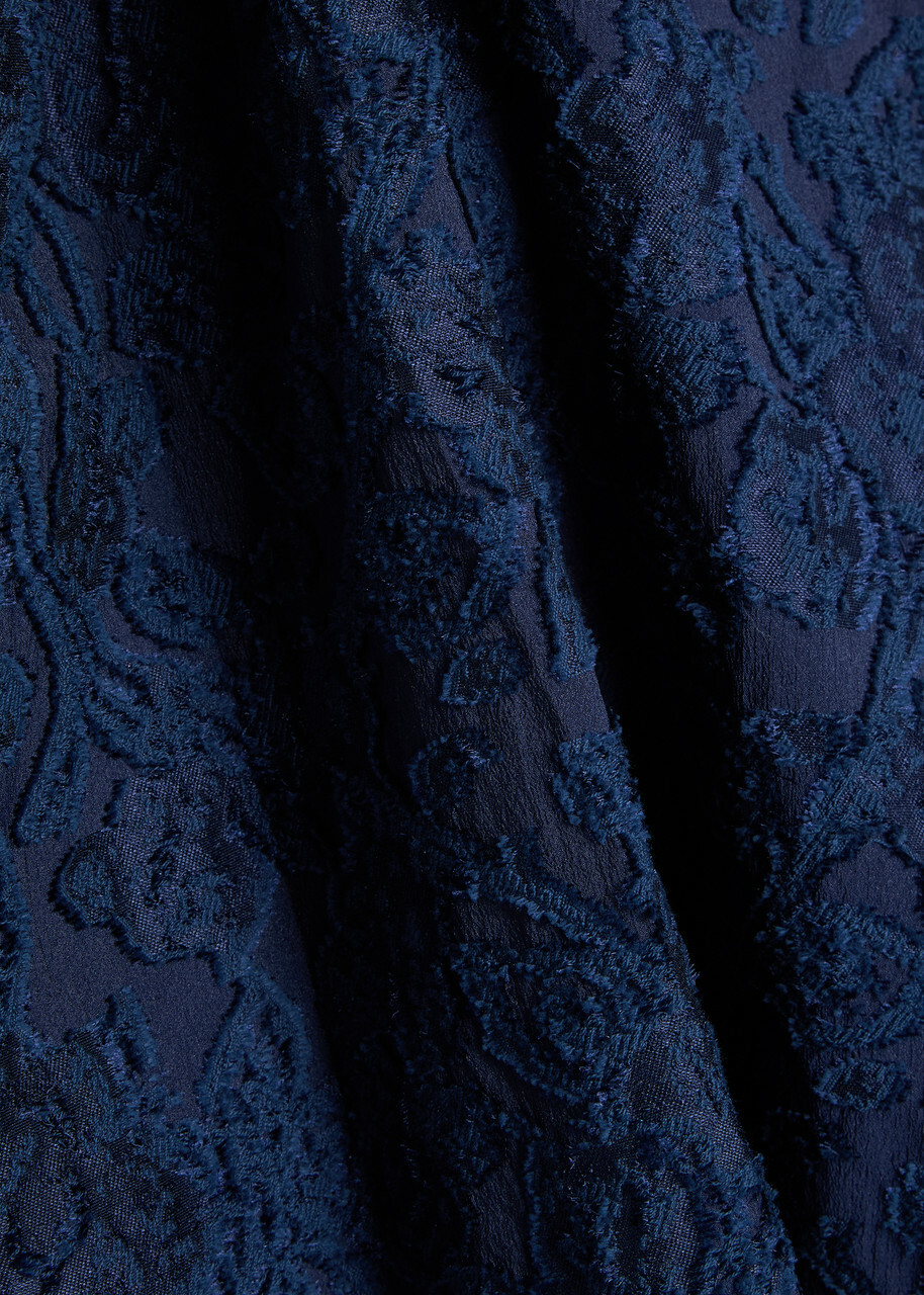 Simkhai Courtney Floral-jacquard Belted Cotton-blend Gown Navy