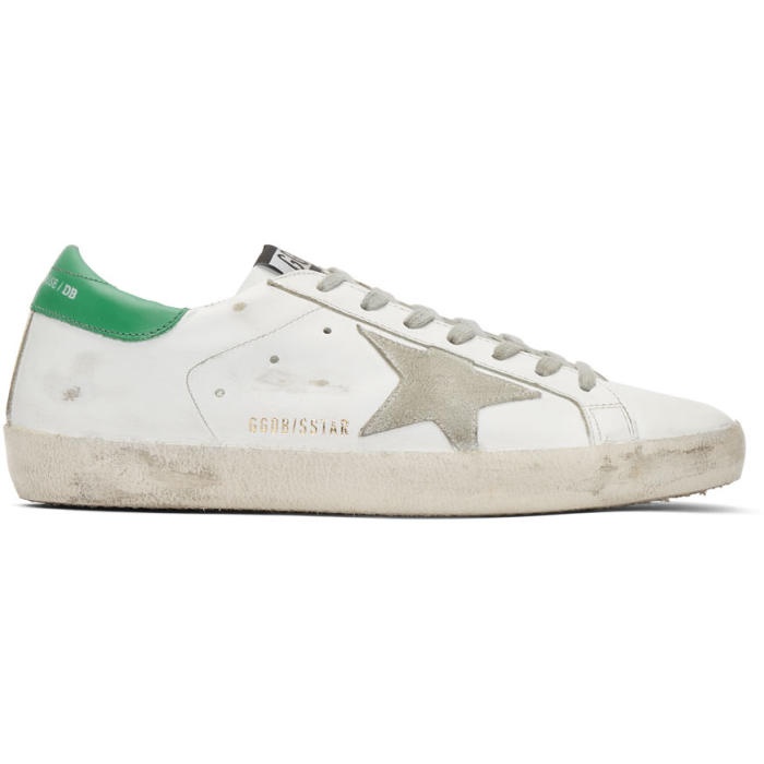 Photo: Golden Goose White and Green Superstar Sneakers 