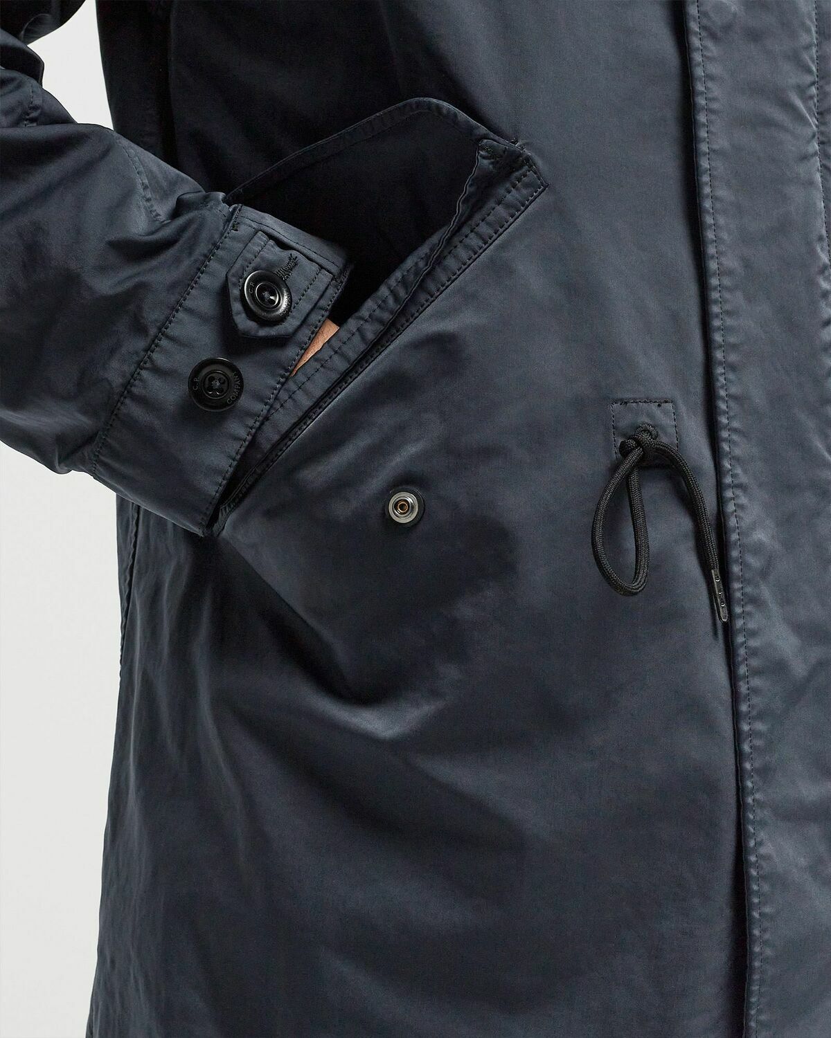 C.P. Company Outerwear Long Jacket In Micro Kei Black Parkas