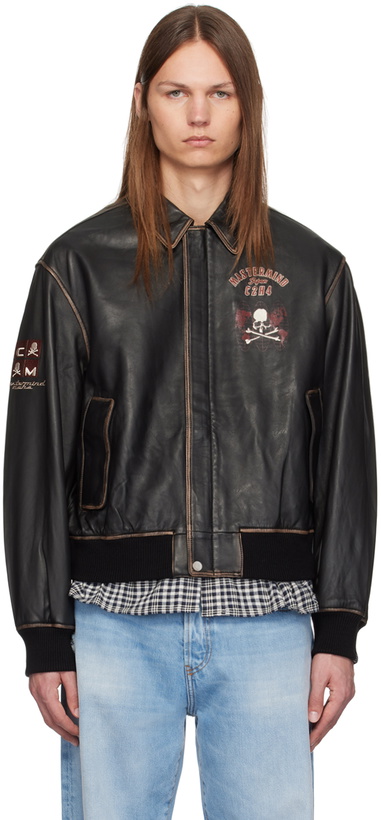 Photo: mastermind JAPAN Brown C2H4® Edition Embroidered-Logo Leather Jacket