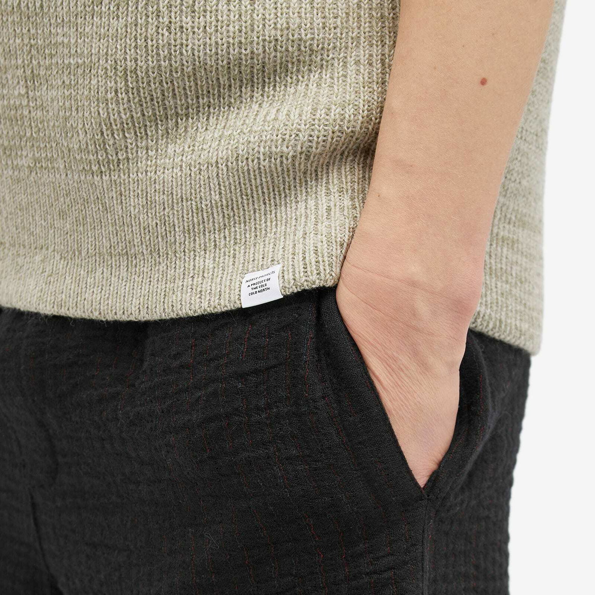 Norse Projects Men's Manfred Wool Cotton Rib Vest in Sediment Green